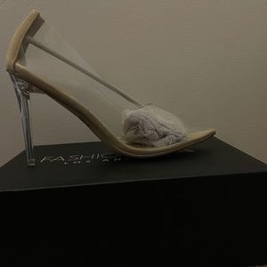 Clear and tan heel